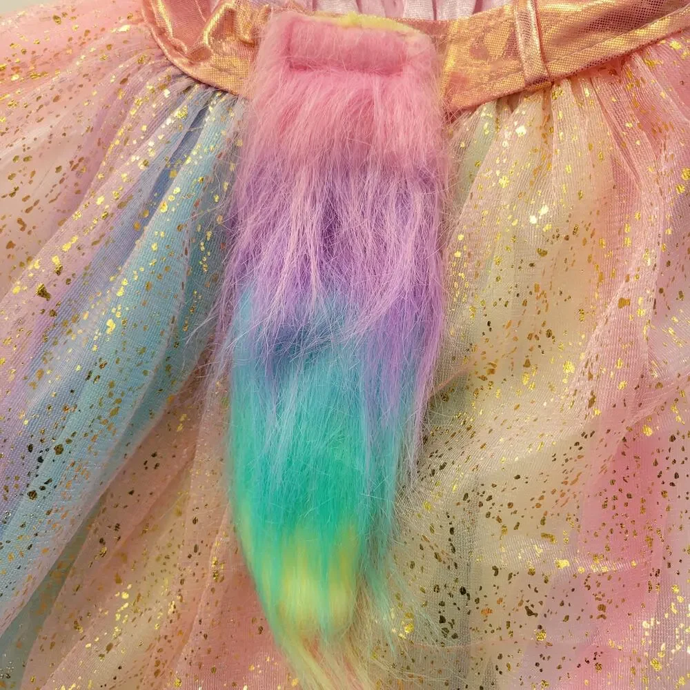 Toddler Winged Unicorn Costume Rosy Unicorn Glitter Dress up 6T Rainbow Tail